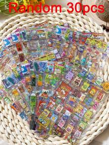 2/30pcs Vintage Glitter Snack Food Stickers Transparent Film Suitable For Scrapbooking And Journals | Cute Decorative Stickers - Multicolor - View 10