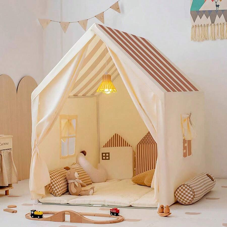 Rumah Bermain Kastil Anak, Kastil Mainan yang Indah, Markas Rahasia Eksklusif Anak, Rumah Bermain Portabel untuk Tidur Siang, Penggunaan Dalam dan Luar Ruangan, Cocok untuk Pantai dan Halaman Rumput - Aprikot - View 1