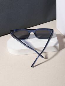 1 PC Men's Square Fashion Glasses Solid Color Lightweight Frame PC Material Casual Business Style For Driving Commuting Outfit With Glasses Box - Multicolor - View 5