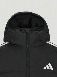 Adidas Men's Lightweight LONG DOWN JACKET 600-Fill Water-Resistant Windproof Warm Long Duck Down Coat KG8201 - Black and White - View 4