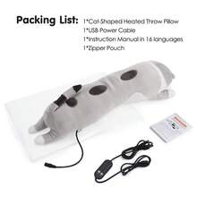 Electric Heating Long Strip Cat Pillow | 5-Level Temp 5-Level Timer | USB-Powered Low-Voltage Heat | Multi-Use Washable | Christmas Warm-Hearted Gift For Girls & Loved Ones - Single Pack - View 11