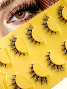 Sibeuna 5 Pairs Fluffy Voluminous Cat Eye False Eyelashes, Transparent Band Faux Mink Lashes, Angel Style Natural Strip Lashes, Suitable For Party And Daily Wear, Cat Eye Design, Beginner Friendly - Black - View 5