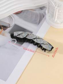 1pc Fashion Elegant Rhinestone Twisted Hair Clip High Ponytail Banana Clip Hair Accessory For Women, Suitable For Daily Wear, New Year Gift For Friends - Multicolor - View 4