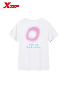 XTEP 2000km FUN Women's New Short Sleeve Quick-Dry Running T-Shirt Sports Top, Pearl White - Pearl White - View 3
