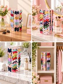 Large Capacity Bow Hair Clip Storage Rack & Hair Clip Organizer, Acrylic Hair Accessory Display Stand, Suitable For Bows, Hair Clips And Hair Pins, Girls Bedroom Vanity Storage Rack - Multicolor - View 7