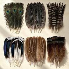 Mixed Color Handmade Feathers 15/30/48pcs, 6 Mixed Color Bird Feathers, Suitable For Hat Making, Jewelry, Wedding, Clothing DIY Decoration - A - View 1