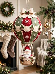 Christmas Hot Air Balloon Hanging Decor DIY Set, 3D Hanging Decoration, Christmas Home Decor Handmade Craft, Suitable For Christmas Tree, Holiday Tree Gifts And Family Fun Activities - Multicolor - View 1