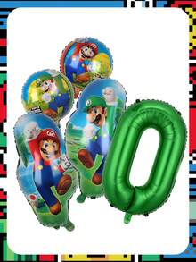 MASSDI Super Bros Kids Birthday Balloon Set Features Green Number 1-9Full Body Print Self-Sealing Foil Material Excellent For Children Themed Anniversary Receptions Gathering Decorations Complete Celebration Assortment Vibrant Visual Aesthetic - Balloon - View 14