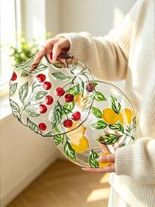 Piring Kaca Transparan Motif Ceri dan Lemon Timbul yang Lucu, Piring Buah 3D 8 Inci, Piring Stroberi Timbul yang Sangat Menarik, Piring Kue dan Makanan Penutup, Piring Camilan Rumah yang Cantik, Piring Camilan Ruang Tamu, Piring Sarapan - MultiWarna - View 2