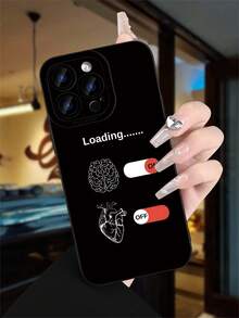 1pc 2D Printed Brain & Heart Switch Pattern, Creative High-End Design, Waterproof Durable Dustproof Fashion Minimalist With Camera Protection, Black Matte Soft Touch Full Coverage Protective Phone Case, Compatible With 18Pro/18Pro Max/17/17Pro/17Pro Max/16/15/14/13/12/11/Pro/ProMax/X/XR/XS/XSMAX/7/8/PLUS And Galaxy S20/S21/S22/S23/S24/S25/26PLUS ULTRA Series Models, Perfect Gift For Friends, Family, Girlfriend, Boyfriend, Holiday Gift - Black - View 4