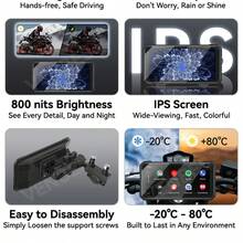 VENBES 6.25 Inch Waterproof Motorcycle PND Touchscreen, Wireless CarPlay And Android Auto Motorcycle Display, Bluetooth Media Player, Optional Dual DVR Camera - 6.25inch Motorcycle PND With Dual DVR Cameras - View 3
