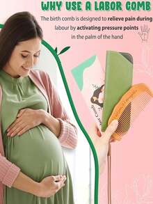 Wooden Labor Comb Gift Set, Essential For Pregnant Women, Wavy Comb, Perfect Gift For Expectant Mothers - Multicolor - View 2