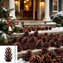 5/10/30pcs 6CM Plastic Pine Cones, Natural Mini Pine Cones For Christmas Tree, Wreath And Autumn Crafts - Brown - View 1