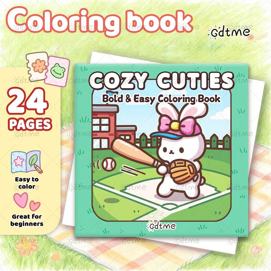 Charming Bunny Coloring Book: Bold-Easy Patterns Coloring Book For Adults And Children, Cute Bunny Rabbit Sports Daily‑Life Illustrations Coloring Pages, Holiday Present For School Supplies, Halloween, Christmas And Various Party Gatherings - Bunny - View 1