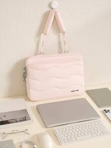 Women's Quilted Laptop Bag, Thickened Computer Tote Bag With Shoulder Strap, Large Capacity Shockproof Tablet Bag, Casual Neutral Style, Suitable For Teachers And Students As Storage And Organizer Bag, Suitable For Male And Female Students And Teenagers - Multicolor - View 9