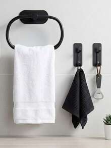 Bathroom Wall-Mounted Towel Rack, Towel Rack, Stainless Steel Hand Towel Ring, Towel Rack, Matte Black Drill-Free Cloth Rack, Heavy Duty Towel Hook, Face Towel And Hand Towel Rack, Hook, Bathroom Storage Organizer, Hardware Accessories, Silver/Gold - Multicolor - View 13