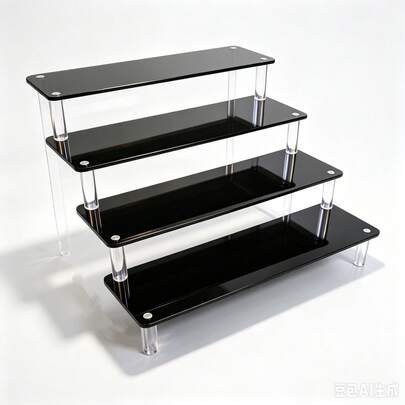 Black Acrylic Decorative Display Stand, Desktop Storage Rack, Suitable For Cosmetics, Perfume Bottles And Jewelry Collection