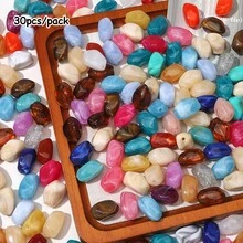 30pcs Mixed Color Marble Pattern Irregular Acrylic Imitation Stone Loose Bead For DIY Bracelet Necklace Earring Keychain Jewelry Making Craft Supplies - Random Color Mixing - View 21