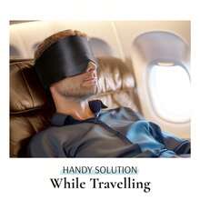 100% Mulberry Silk Sleep Mask, Unisex, With Adjustable Strap, Full Size Large Sleep Mask, Completely Blocks Light, Suitable For Overnight Sleep, Travel And Napping, Dark Color - Black - View 3