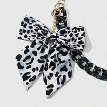 1pc Vintage Fashion Versatile Multicolor Leopard Print Bow Open Ring Chain DIY Keychain Bag Pendant, Suitable For Girls And Best Friends Daily Wear, Holiday Gift - Multicolor - View 4