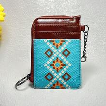Mini Retro Geometric Pattern Short Wallet, Clutch Bohemian Style Coin Purse, Women's Credit Card Case - Multicolor - View 8