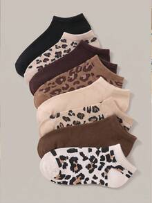 10/20 Pairs Random Women's Cute Leopard Ankle Socks, Casual Daily Fall Winter Socks For Halloween, Boots, Travel And Holiday Gifts - Multicolor - View 7