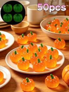 50pcs/40pcs/30pcs Glowing Realistic Mini Pumpkins, Artificial Vegetable Pumpkin Desktop Decor, Miniature Landscape Decoration, Bathroom Decor And Accessories, Suitable For Party Gifts, Wedding Decor, DIY Crafts, Autumn Decoration, Home Living Room Decor, Harvest Festival Party, Thanksgiving, Halloween Party Supplies, Mini Pumpkin Figurines, Halloween Atmosphere Ornaments, Autumn Decor, Desktop Pumpkin Display, Small Pumpkin Crafts, Scene Matching Ornaments, Halloween Party Table Props - Multicolor - View 18