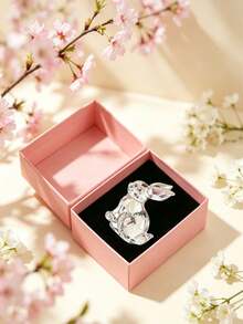 1pc Exquisite Handmade Crystal Glass Rabbit Figurine, Stunning Multi-Purpose Decor For Home, Office Desk Or Garden, Delicate Details With Sparkling Accents - one-size - View 5