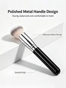 Angled Foundation Brush, High Density Soft Bristle Concealer Brush, Non-Absorbent Makeup Brush, Portable Foundation Brush For Beginners, Liquid Foundation, Cream Contour Multi-Use Makeup Tool - Black - View 3