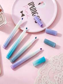 1/4/6/12pcs/1set Gradient Color Fluorescent Markers, Colorful Water-Based Markers, Fresh Soft Multicolor Fluorescent Marker Design, Suitable For Classroom Notes, Key Point Marking, Note Classification, Textbook Marking, Diary Writing, Office Document Marking - Gradient Highlighter - View 5