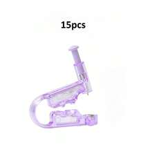 2/15 piezas Juego de pistola desechable para perforación de orejas - Máquina de perforación de aretes de cristal, incluye herramientas para perforación de aretes, nariz y labios, pistola desechable para perforación de orejas en casa - Azul - Ver 18