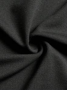 Women's Black V-Neck Sleeveless Ruched Waist Asymmetrical Hem Midi Dress, Elegant Outfit For Spring Summer Party Evening Wear - Black - View 5