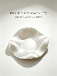 1pc Wavy Jewelry Tray, Asymmetrical Round Jewelry Storage Dish, Ring, Necklace, Earring Collection Storage & Display, Wedding Keepsake Gift, Suitable For Valentine's Day, Mother's Day. - Multicolor - View 2