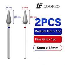 2Pcs Diamond Nail Drill Bits, Red Fine & Blue Medium Grit, 3/32" Cuticle Cleaner For Manicure Prep - Multicolor - View 9