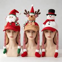 Topi Rajut 3D Dewasa Dekorasi Liburan Natal dengan Desain Kakek, Manusia Salju, dan Rusa Kutub, Cocok untuk Kostum Pesta Natal dan Kehangatan di Luar Ruangan - rusa kutub - View 2