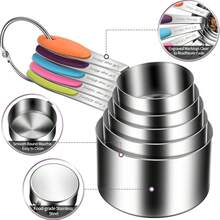 5/8PCS Colorful Stainless Steel Measuring Cups/Spoons, With Clear Markings, Suitable For Dry Or Liquid Ingredients, Cooking Accessories, Baking Essentials, Modern Kitchen Tools, Kitchen Utensils, High-Quality Spoons, Dry Ingredient Spoons - Multicolor - View 5