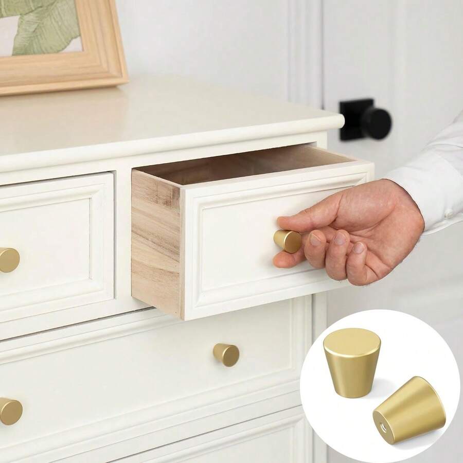 2pcs Medieval Style - Gold Vanity Knobs Solid Aluminum Alloy Cabinet Drawer Pulls Suitable For Cabinets, Vanity, Drawers, Jewelry Boxes, Small Storage Cabinets - Gold - View 1