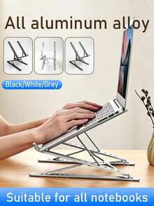 New N8 Laptop Stand Aluminum Alloy Portable Desktop Computer Holder Foldable Floating Double-Layer Stand Sturdy Support Desktop Laptop Stand Stable Structure Strong Load-Bearing Double Triangle Design No Shaking Suitable For All Laptops - View 2