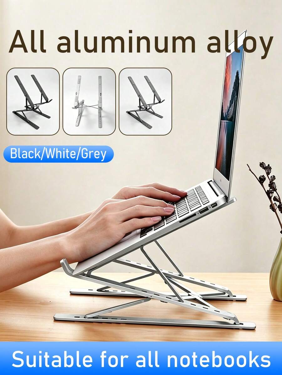 New N8 Laptop Stand Aluminum Alloy Portable Desktop Computer Holder Foldable Floating Double-Layer Stand Sturdy Support Desktop Laptop Stand Stable Structure Strong Load-Bearing Double Triangle Design No Shaking Suitable For All Laptops