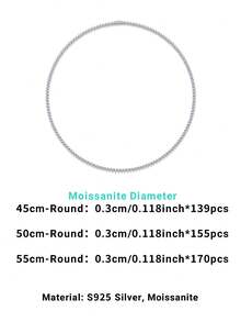 Luxury 925 Silver D-Color Moissanite Tennis Necklace, Bridal Jewelry, Gift For Proposal, Wedding, Birthday & Anniversary - Silver - View 3