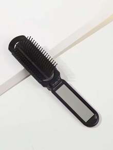 1pc Foldable Mirror Comb, Gift For Girlfriend - Black - View 4