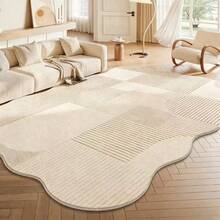 1pc Modern Striped Geometric Design Asymmetrical Soft Rug, Holiday Decor, Suitable For Living Room And Bedroom, Indoor Carpet, Gift, Home Decor. Decorative Rug, Bedroom Decor, Small Rug, Carpet, Home Decor, Living Room Rug, Living Room Small Rug, Bedroom Rug, Living Room Home Decor, Plush Rug, Fuzzy Rug, Autumn/Winter Rug, Thick/Plush - Multicolor - View 5
