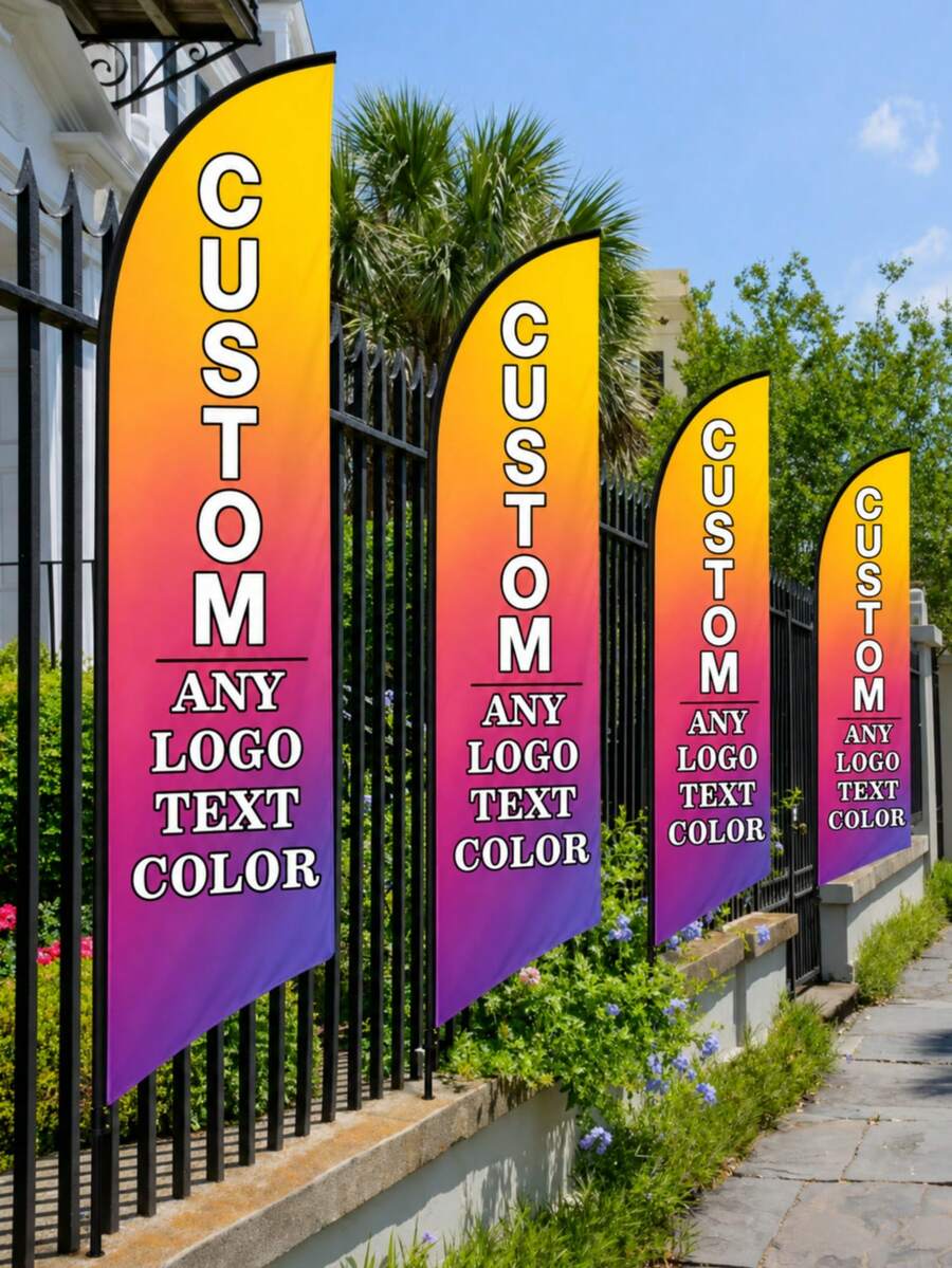 Custom Outdoor Activity Banner, Square Beach Flag, Advertising Roadside Display Sign, Suitable For Corporate Outdoor Promotion And Traffic Diversion, Eye-Catching Banner, Vibrant Colors. (Banner Only) - Multicolor - View 1