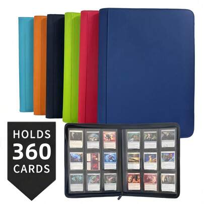 9-Pocket Card Album, Premium Zippered Trading Card Binder, 360-Side Double-Sided PU Material Card Album, Collector's Album, Card Holder For TCG, Sports Cards (6 Colors)