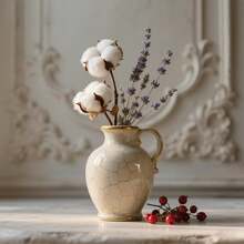 Natural Dried Cotton Decor, Set Of 10 Cotton Stems Plus 5 Cotton Flower Heads For Wedding And Home Decoration - 10Pcs - View 4