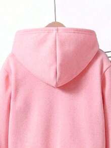 Toddler Cartoon Print Warm Hoodie And Sweatpants Set - Pink - View 6
