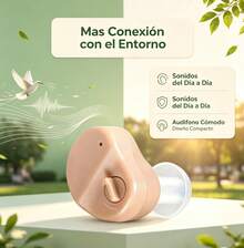 Audífono Intrauditivo para Adultos Mayores, Amplificador de Sonido Alta Ganancia 110dB, Volumen Ajustable, Recepción Clara de Sonido, Tapones de Oído Suaves y Cómodos - Camel - Ver 1
