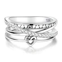 Vectoflux S925 Sterling Silver Women's Multi-Layer Intertwined Heart Rings, Classic Engagement Wedding Jewelry - Silver - View 2