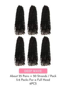 WOWANGEL 14-24 INCH Deep WAVE Feather Crochet Human Hair For Miracle Knots Highlight Knotless 100% Human Hair Extensions For Boho Braids Pre Separated Handmade Human Crochet Hair For Back To School, Daily, Outdoor, Holiday, Vacation - Natural Black - View 2