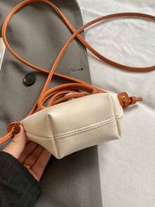 1pc Girls Colorblock PU Zipper Closure Casual Handbag Crossbody Bag Suitable For All Seasons Daily Use - A - View 5